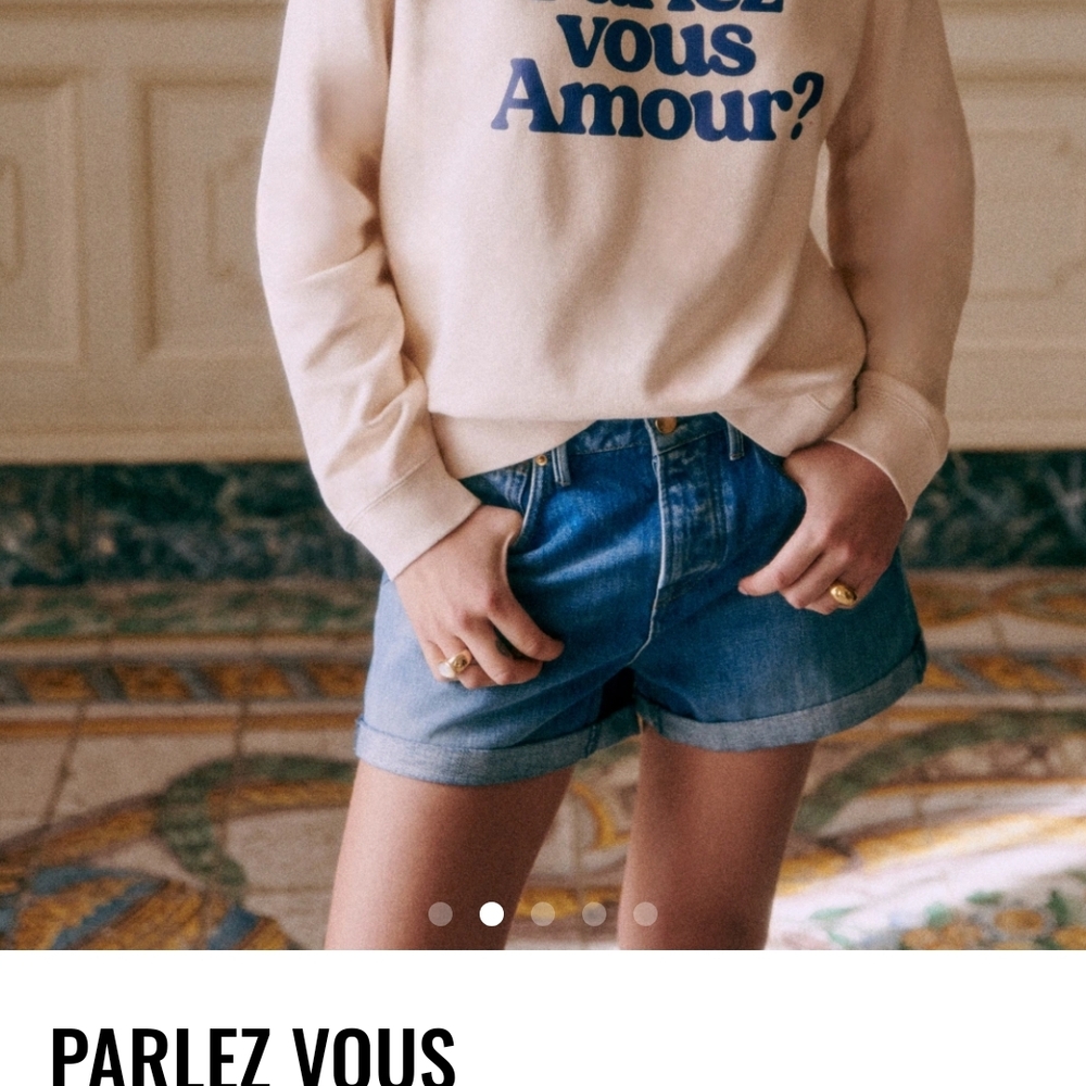 Sezane Cream Sweatshirt with Blue Text